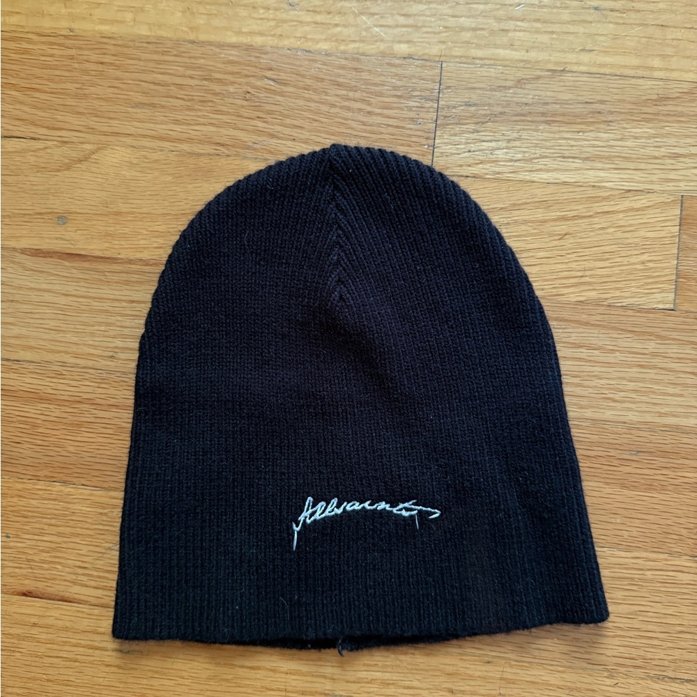 Allsaints Black Beanie with Embroidered Logo